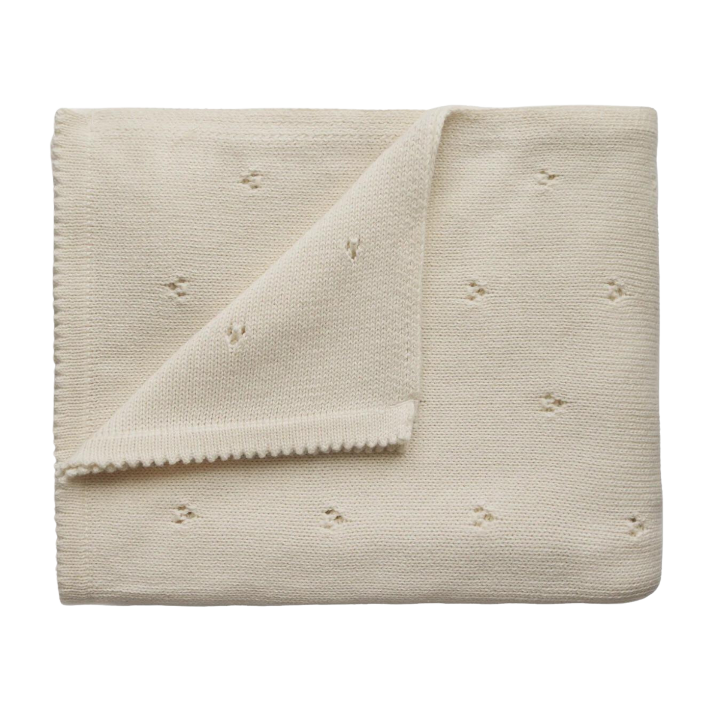 Mushie Organic Knitted Blanket - Pointelle Ivory