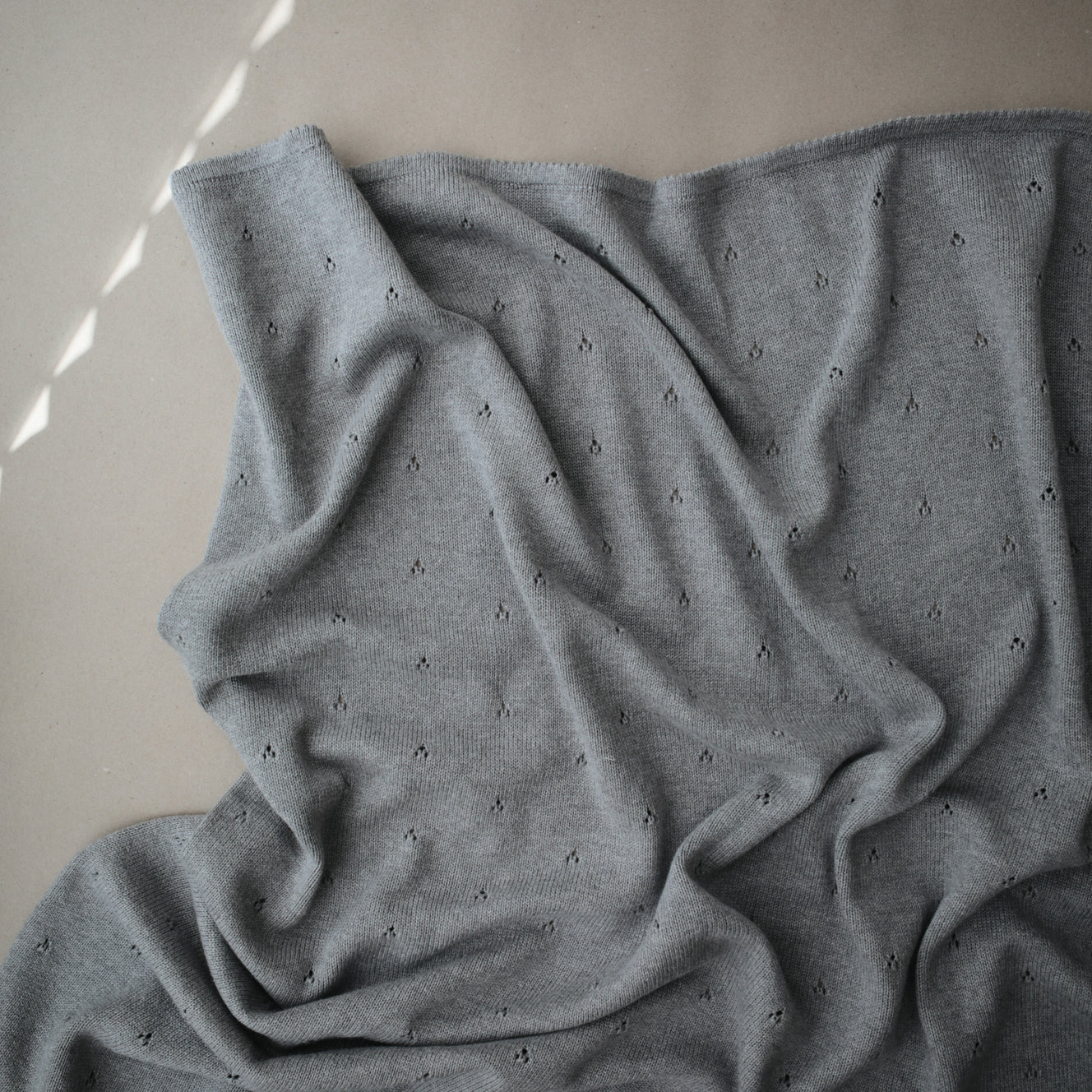 Mushie Organic Knitted Blanket - Pointelle Grey Melange