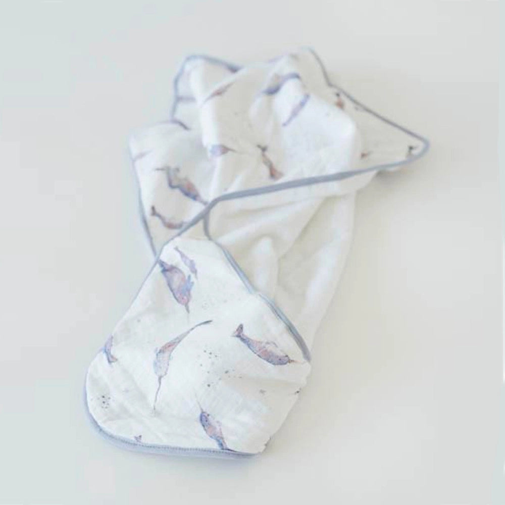 Hooded Towel + Wash Cloth - Narwhal