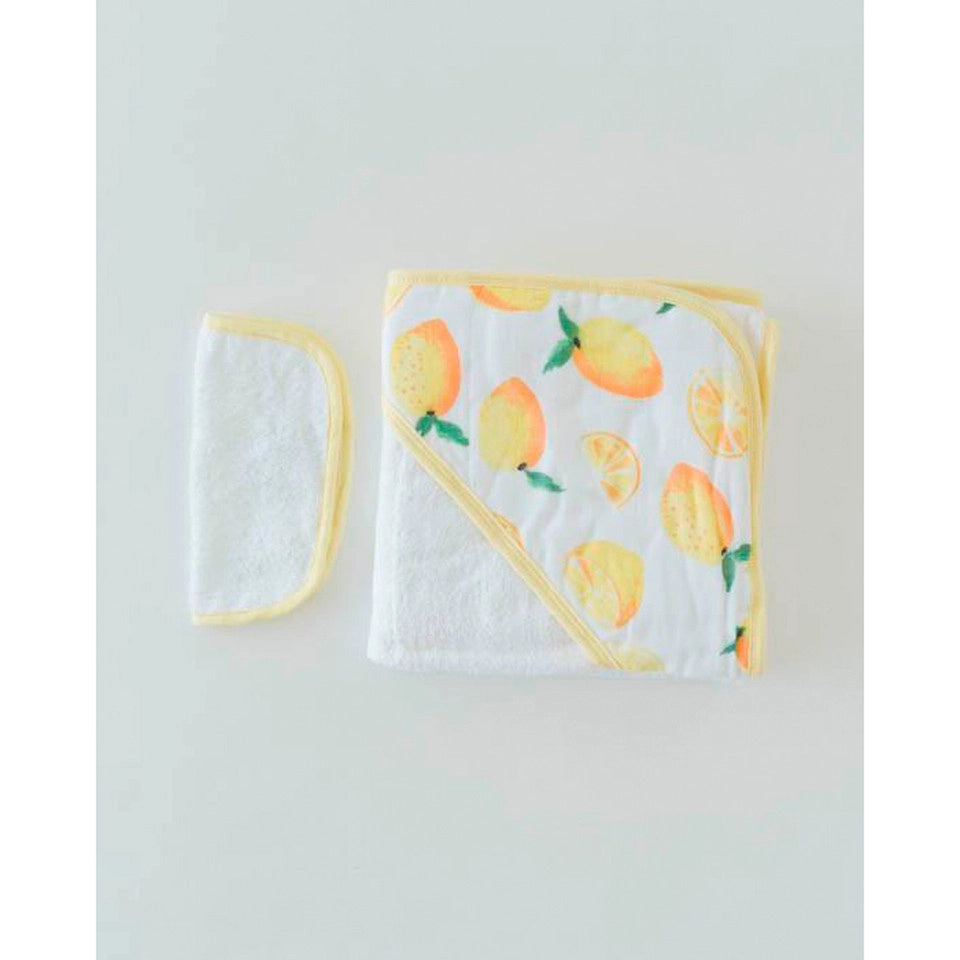 Hooded Towel + Wash Cloth - Lemon