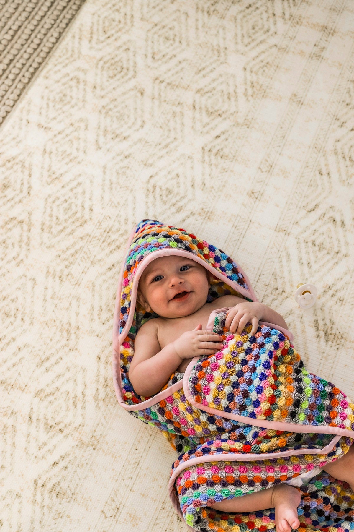 Pompom Turkish Cotton Hooded Baby Towel - 3 colours