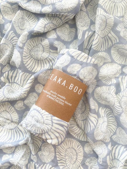 Seaka Boo Wrap, Bamboo / Cotton - Blue Seashell