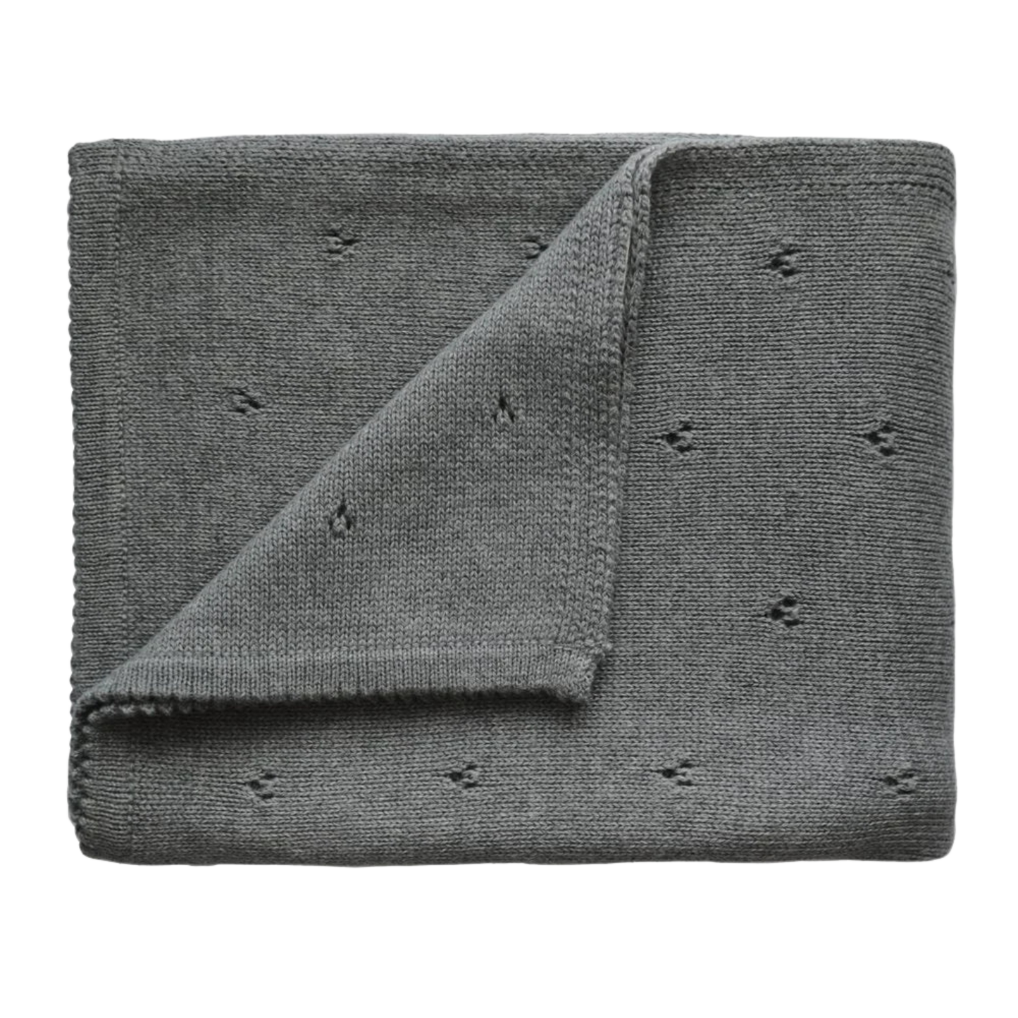 Mushie Organic Knitted Blanket - Pointelle Grey Melange